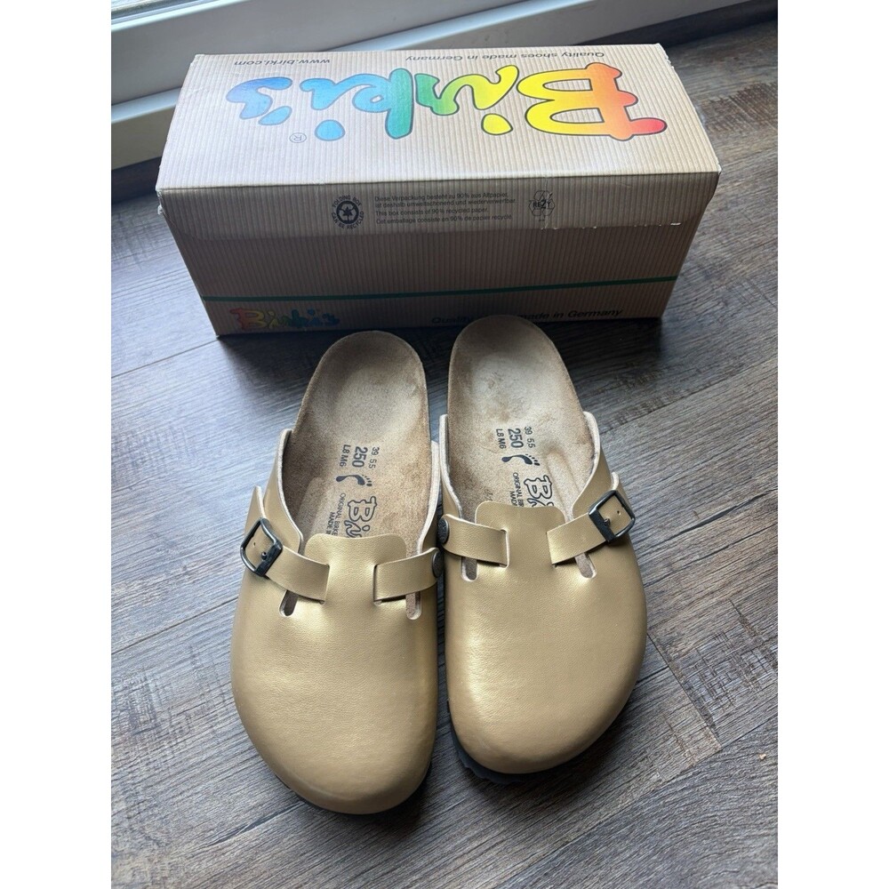 NIB Birkenstock Lds Bretagne Size 39 (8.5) Gold/Bronze Adjustable Comfort Clog
